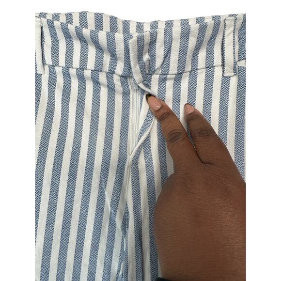 Old Navy Blue White Striped Career Office Straight Leg Pixie Dress Pants Size 12 - Picture 7 of 13